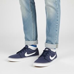 Nike Toki Low TXT‎ Canvas Sneakers Mens 13 Navy Blue White Skateboarding Shoes